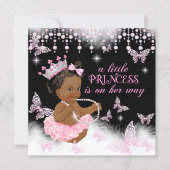 Princess Pink Butterfly Baby Shower Ethnic Invitation (Front)