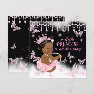 Princess Pink Butterfly Baby Shower Ethnic Invitation