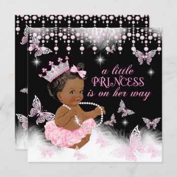 Princess Pink Butterfly Baby Shower Ethnic Invitation by VintageBabyShop at Zazzle