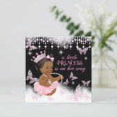 Princess Pink Butterfly Baby Shower Ethnic Invitation (Standing Front)