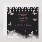 Princess Pink Butterfly Baby Shower Ethnic Invitation (Back)