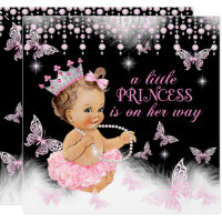 Princess Pink Butterfly Girl Baby Shower Cute Card