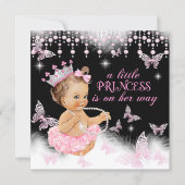 Princess Pink Butterfly Girl Baby Shower Cute Invitation (Front)