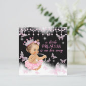Princess Pink Butterfly Girl Baby Shower Cute Invitation (Standing Front)