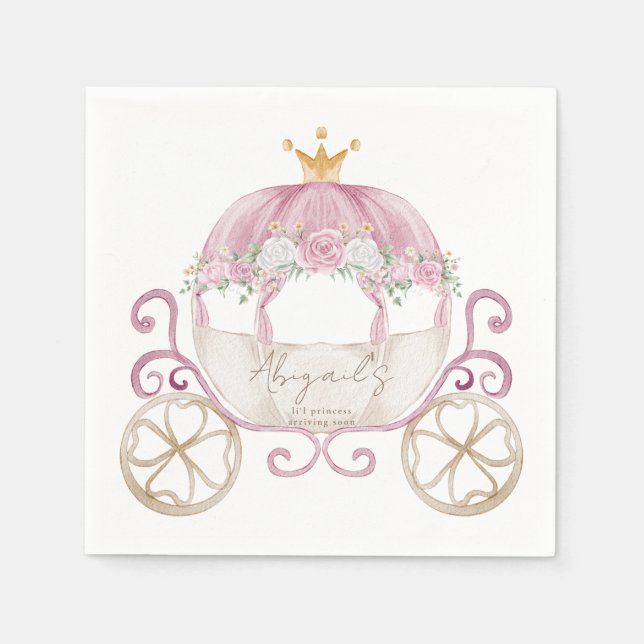 Princess Pink Carriage Baby Shower  Napkins (Front)