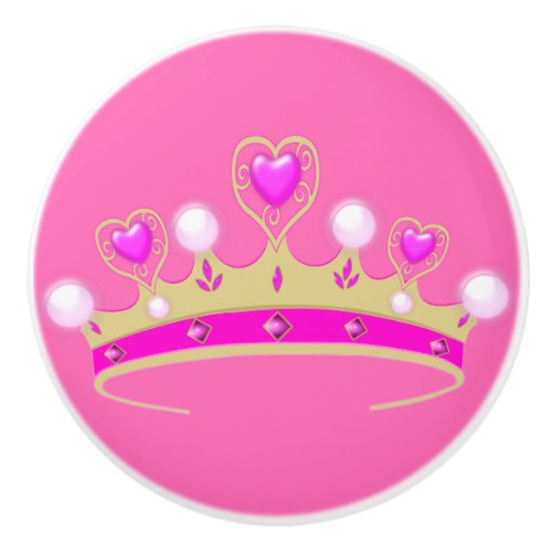 Princess pink crown knob Ceramic Knob