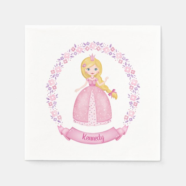 Princess Pink Cute Personalized Napkins (Front)