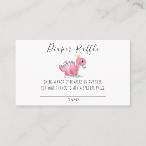 Princess Pink Dinosaur Diaper Raffle Baby Shower B Business Card