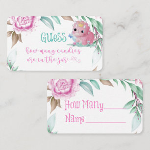 Princess Pink Dinosaur How Many Candies In A Jar B Business Card