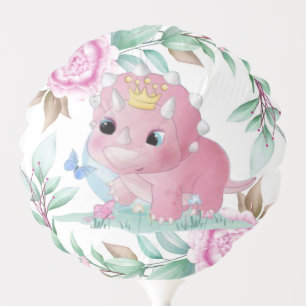 Princess Pink Dinosaur Peony Baby Shower Balloon