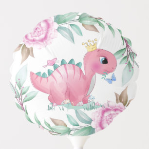 Princess Pink Dinosaur Peony Baby Shower Balloon