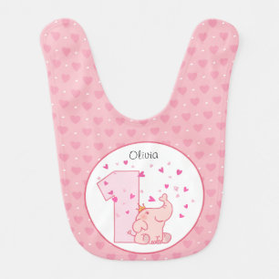 Princess Pink Elephant 1st Birthday Party Custom Bib