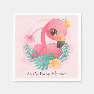 Princess Pink Flamingo Pink Girl Baby Shower Napkins