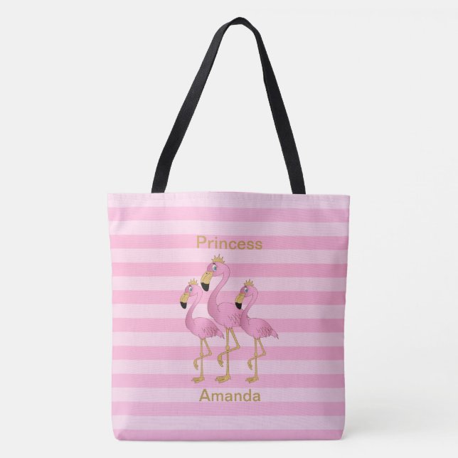 Princess  Pink Flamingos - Personalize Tote Bag (Front)