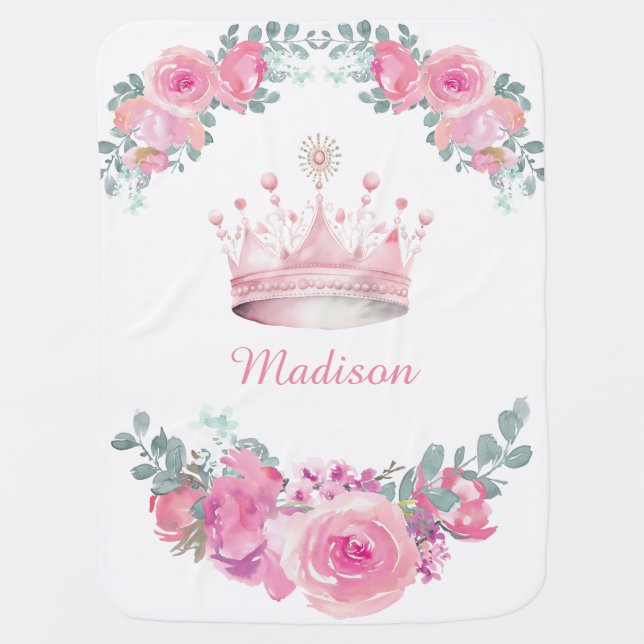 Princess Pink Floral Baby Blanket (Front)