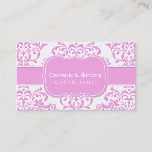 Princess Pink Floral Damask Business Card Templates