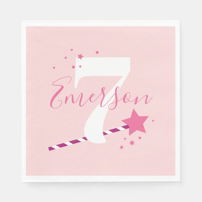 Princess Pink Girls  Birthday Party Napkins (Front)