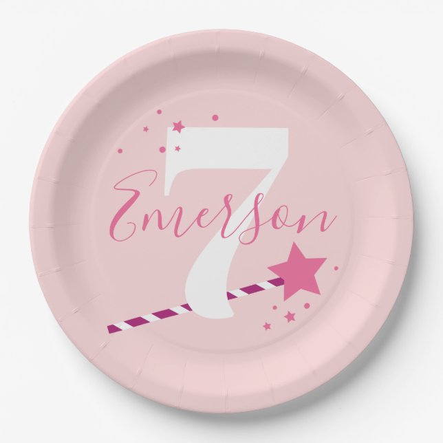 Princess Pink Girls Birthday Party Paper Plates (Front)