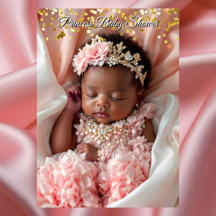 Princess Pink Gold Baby Girl Shower Ethnic Invitation