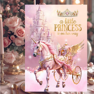 Princess Pink gold Baby Shower Carriage Invitation