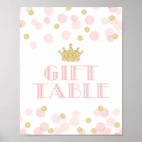 Princess Pink Gold Baby Shower Gift Table Sign