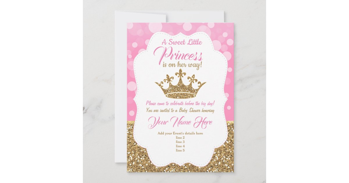 Princess Pink Gold Baby Shower Invitation, Royal Invitation | Zazzle