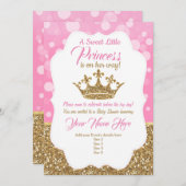 Princess Pink Gold Baby Shower Invitation, Royal Invitation (Front/Back)