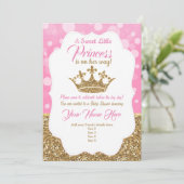 Princess Pink Gold Baby Shower Invitation, Royal Invitation (Standing Front)