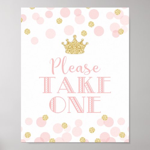 Princess Pink Gold Baby Shower Take a Favor Sign