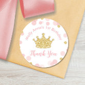 Princess Crown Stickers, Princess Birthday Party, Princess Party Stickers,  Personalized Customized Birthday Party Favor Thank You Stickers