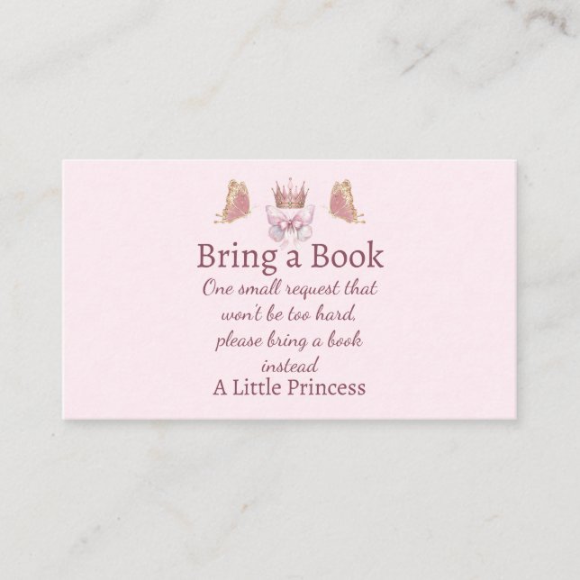 Princess Pink Gold Bring a Book Request Card (Front)
