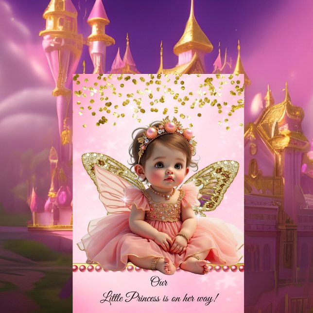 Princess Pink Gold Butterfly cute Baby Shower Invitation (Creator Uploaded)