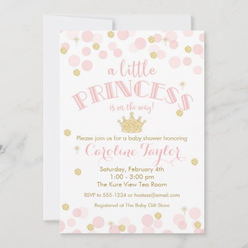 Princess Pink Gold Glitter Baby Shower Invitation