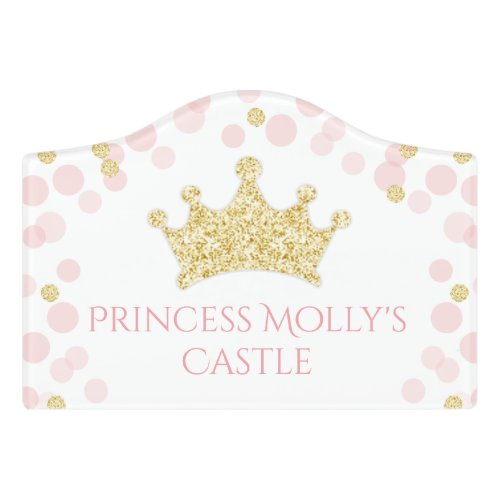 Princess Pink  Gold Glitter Bedroom Door Sign
