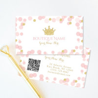 Princess Pink Gold Glitter QR Code Business Card