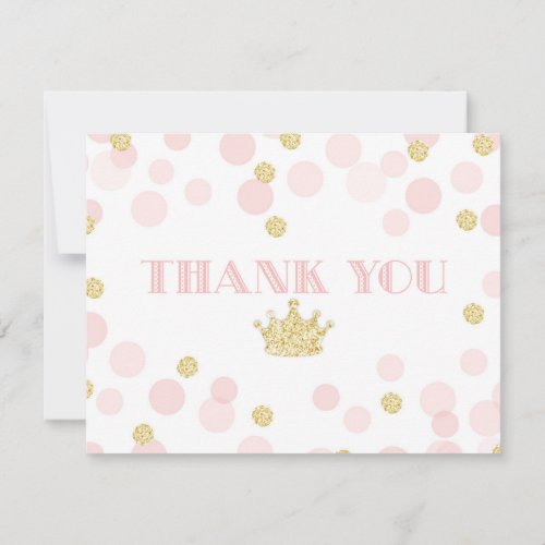 Princess Pink  Gold Glitter Thank You Card