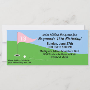 Princess Pink Hit the Green Golf Birthday Party Invitation