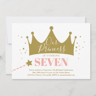 Princess Pink Kids Birthday Party Invitation
