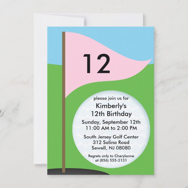 Princess Pink Let's Bogie Mini Golf Birthday Party Invitation (Front)