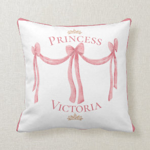 Princess Pink Name Gold Crowns Satin Girly Throw Pillow