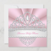 Princess Pink Pearls Diamond Tiara Baby Shower Invitation (Front)