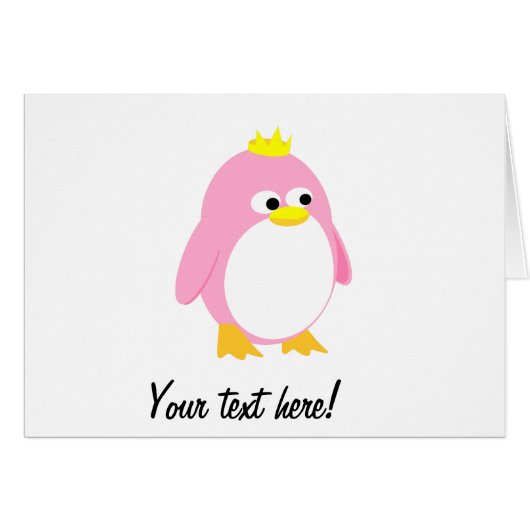 Princess pink penguin cartoon cards (Front Horizontal)
