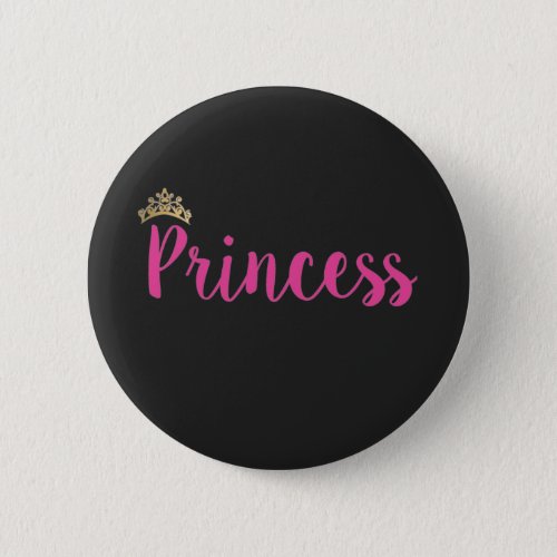 Princess Pink Script Font Crown Button