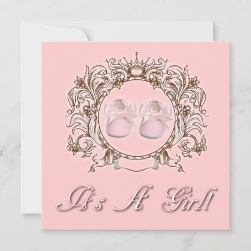 Princess Pink Shoes Girl Baby Shower Invitation