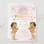 Princess Pink Sparkle Twin Girls Baby Shower Invitation (Front)