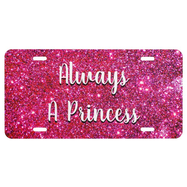 Princess Pink Sparkly Sparkle Girly Glittery Car License Plate (Front)