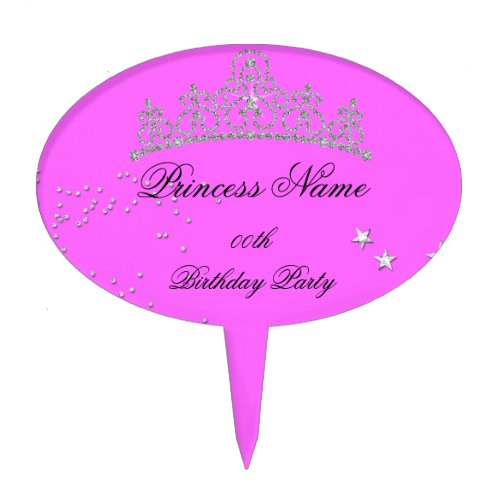 Princess Pink Tiara Add Age Birthday Party Cake Topper