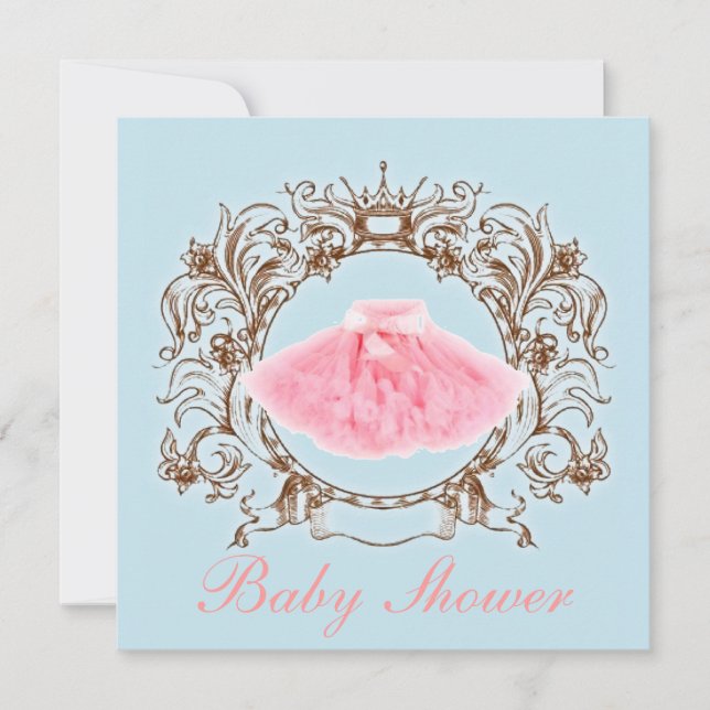 Princess Pink tutu Girl Baby Shower Invitation (Front)