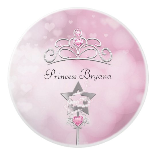 Princess Pink Wand Crown Royal Bedroom Dresser Ceramic Knob