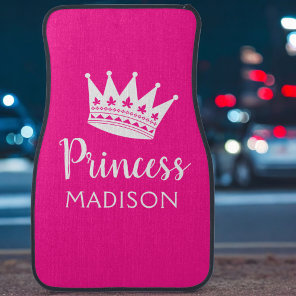 Princess Pink White Custom Personalized Name Car F Floor Mat